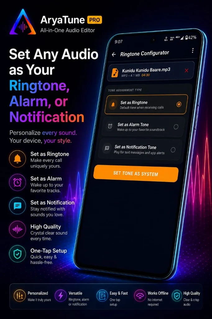 AryaTune Ringtone Alarm and Notification Configurator Screenshot
